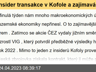 Insider transakce v Kofole a zajímavá zakázka pro Colt CZG  