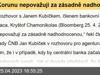 Korunu nepovažuji za zásadně nadhodnocenou - Jan Kubíček