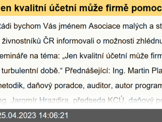 Jen kvalitní účetní může firmě pomoci přežít v turbulentní době - Záznam ze semináře