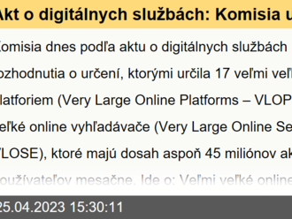 Akt o digitálnych službách: Komisia určila prvý súbor veľmi veľkých online platforiem a vyhľadávačov