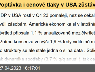 Poptávka i cenové tlaky v USA zůstávají robustní  