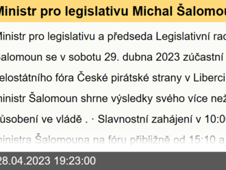 Ministr pro legislativu Michal Šalomoun se zúčastní celostátního fóra České pirátské strany v Liberci - 29. dubna 2023