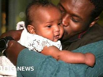 Sudan evacuation: Baby meets father for first time after escape to UK