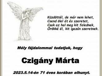 Smútočné oznámenie - Márta Czigány  