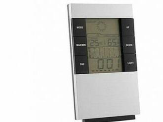 LCD digitálna meteorologická stanica s hodinami, funkcia: budík, kalendár, teplomer, vlhkomer