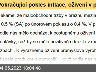 Pokračující pokles inflace, oživení v průmyslu i maloobchodě  