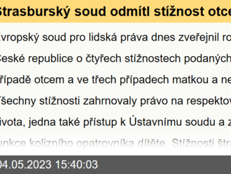 Štrasburský soud odmítl stížnost otce na omezený asistovaný kontakt s dítětem i stížnosti matky na nedostatky řízení k péči