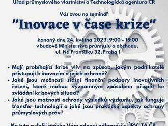 Jak na inovace? Poradí seminář pořádaný na MPO 24. května ve spolupráci s Úřadem průmyslového vlastnictví a Technologickou agenturou ČR