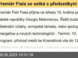 Premiér Fiala se setká s předsedkyní italské vlády Giorgiou Meloniovou - 10. května 2023