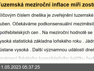 Tuzemská meziroční inflace míří zostra dolů ke 13 %  