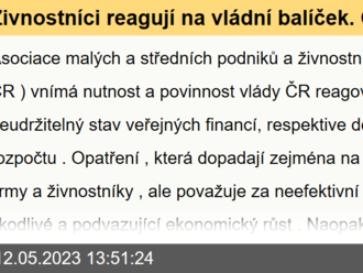 Živnostníci reagují na vládní balíček. Opatření, která dopadají zejména na malé a střední firmy a živnostníky považuje AMSP ČR za neefektivní a přímo škodlivé - globe24.cz