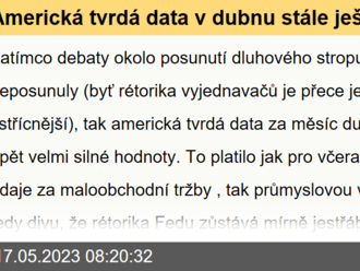 Americká tvrdá data v dubnu stále ještě velmi silná