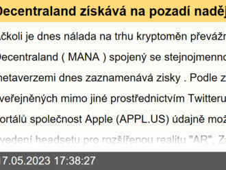 Decentraland získává na pozadí nadějí na debut metaverza Apple