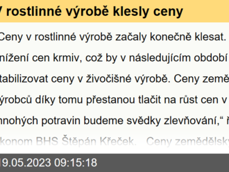 V rostlinné výrobě klesly ceny