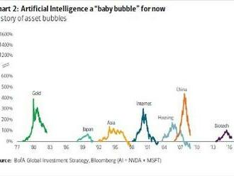 Americké akcie dosáhly úrovní na prodej, AI utvořila bublinu - Stratég Bank of America