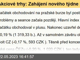 Akciové trhy: Zahájení nového týdne bylo v Praze pozitivní - Komentář