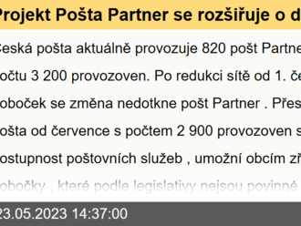 Projekt Pošta Partner se rozšiřuje o další možnosti