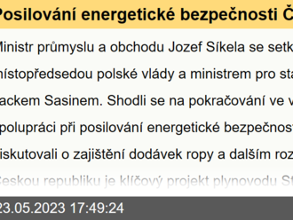 Posilování energetické bezpečnosti ČR. Ministr Síkela jednal s místopředsedou polské vlády