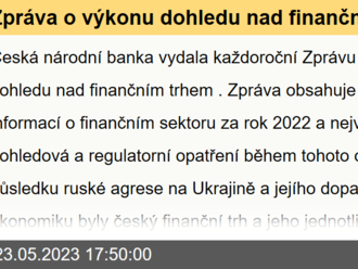 Zpráva o výkonu dohledu nad finančním trhem v roce 2022