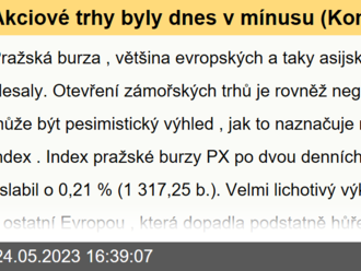 Akciové trhy byly dnes v mínusu  