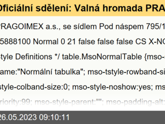 Oficiální sdělení: Valná hromada PRAGOIMEX a.s.  